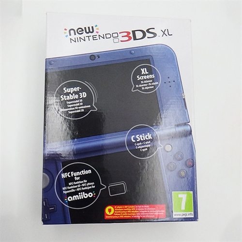 New Nintendo 3DS XL Konsol - Metallic Blue - Komplet i æske - SNR QEF107997777 (B Grade) (Genbrug)